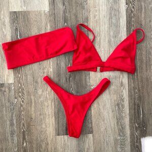 S/M 3-Piece White Fox Bikini